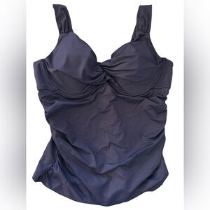 Anne Cole Navy Twist Front Underwire Tankini Swim Top NWT